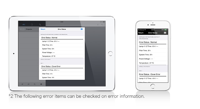 *2．The following error items can be checked on error information.