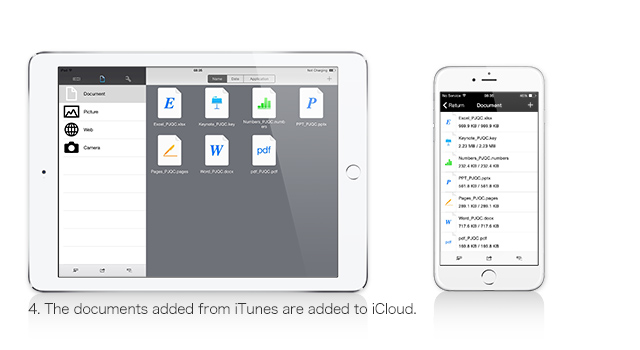 4. The documents added from iTunes are added to iCloud.